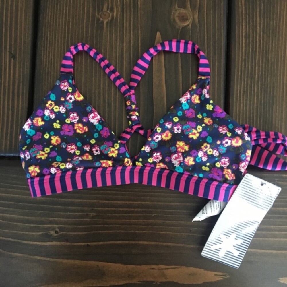 Splendid bikini top pink navy floral
